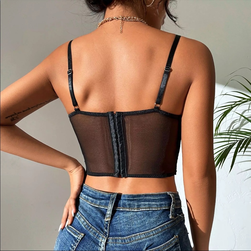 (Last 1) New sexy floral print corset lace crop top in white floral - Picture 4 of 6